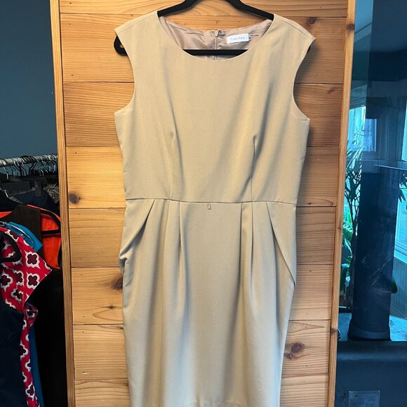Calvin Klein Camel Sleeveless Dress - 12 - Picture 2 of 3